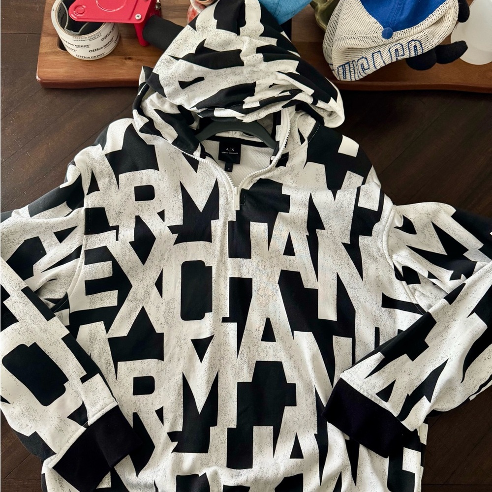 Armani Exchange Monochrome Graphic Hoodie